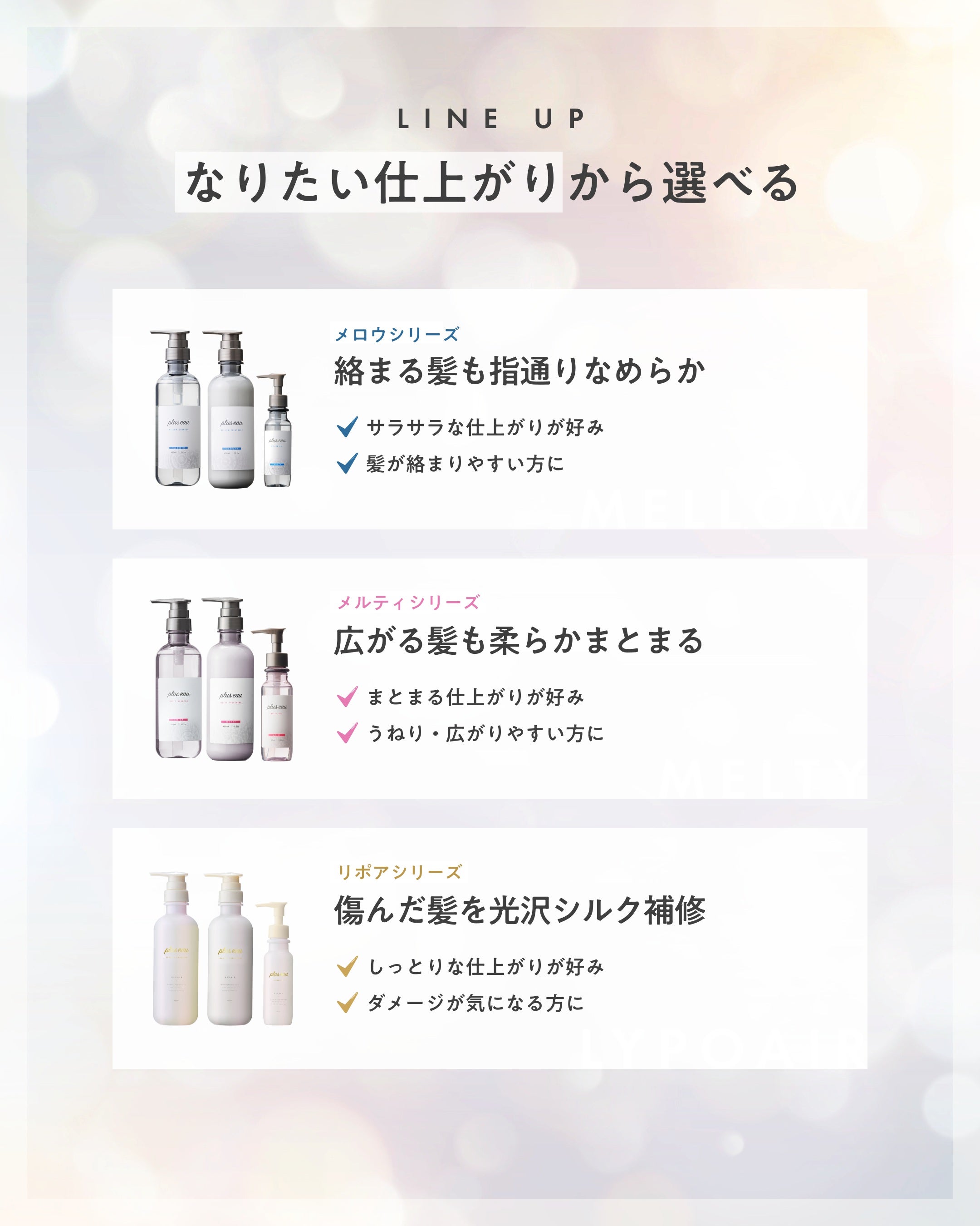 plus eau（プリュスオー） リポア シャンプー＆トリートメント ボトル